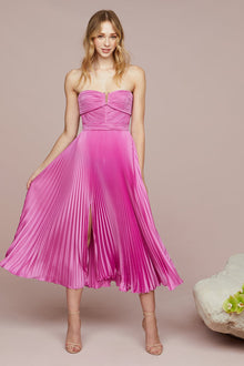 Amur | Harden Pleated Strapless Midi | Pink Pearl