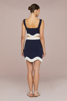 Amur | Donah Jacquard Knit Top | Ivory And Navy