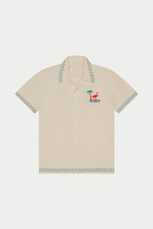 Flamingo Beach Linen Shirt | Beige