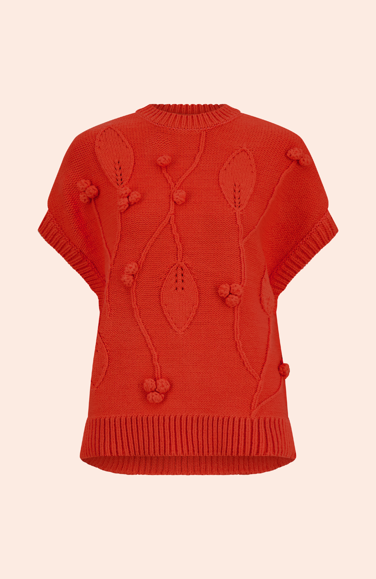 Embroidered Sleeveless Sweater | Vermillion