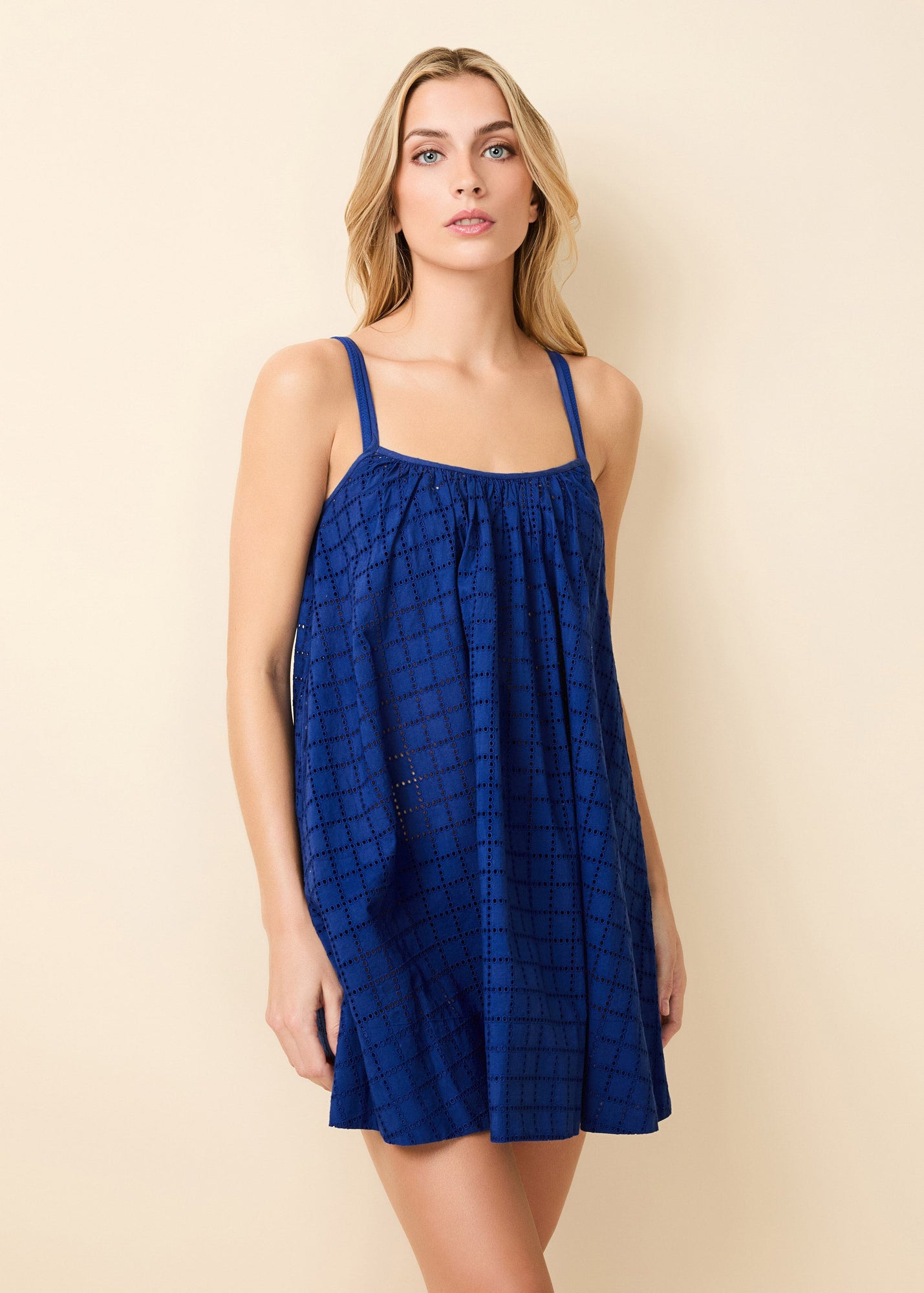 Women | Lindsay Dress Grid Eyelet | Maritime Navy