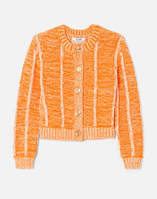 Baby Crewneck Cardigan | Orange Combo