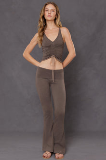 Women | Ruched Front Sexy Tank | Charcoal/Woodsmoke