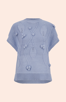 Embroidered Sleeveless Sweater | Cloud