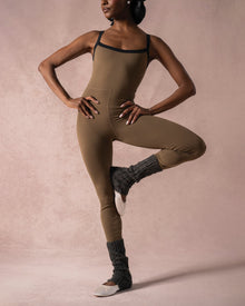 Contrast Strap Jumpsuit | Kangaroo/Black