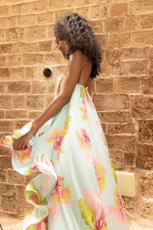 Hemant & Nandita | Mina Floral High Low Dress | Blue