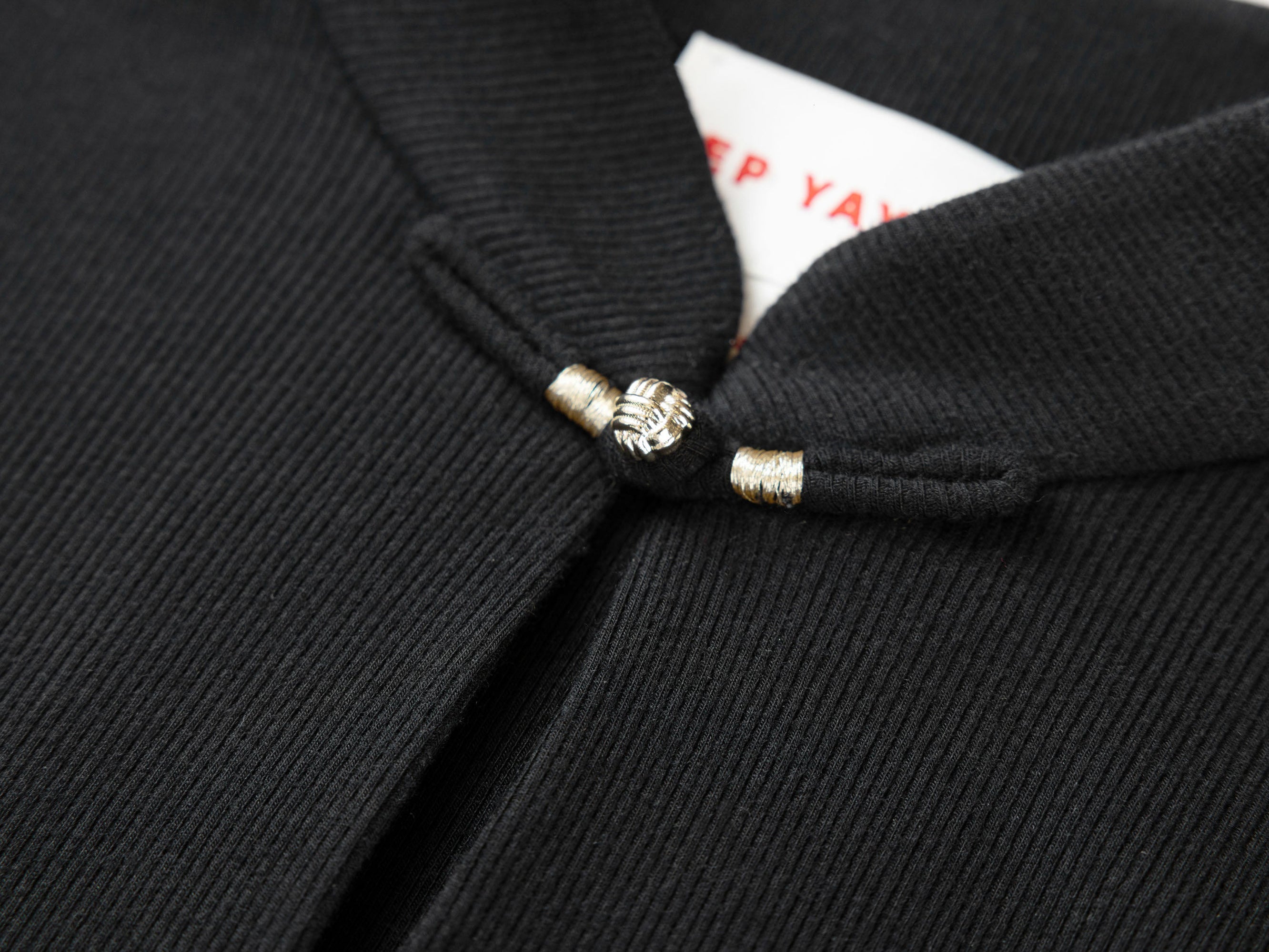 Mandarin Collar Long-Sleeve Top | Black