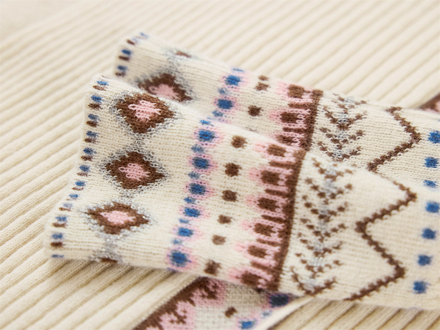 Yak Wool Ethnic-Style Jacquard Cardigan | Beige