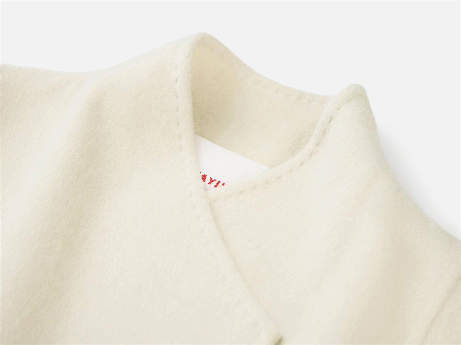 Notched Collar Cashmere Belted Coat | White
