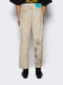 Men | PALY | The Realm Painted Suede Pant Cream | White