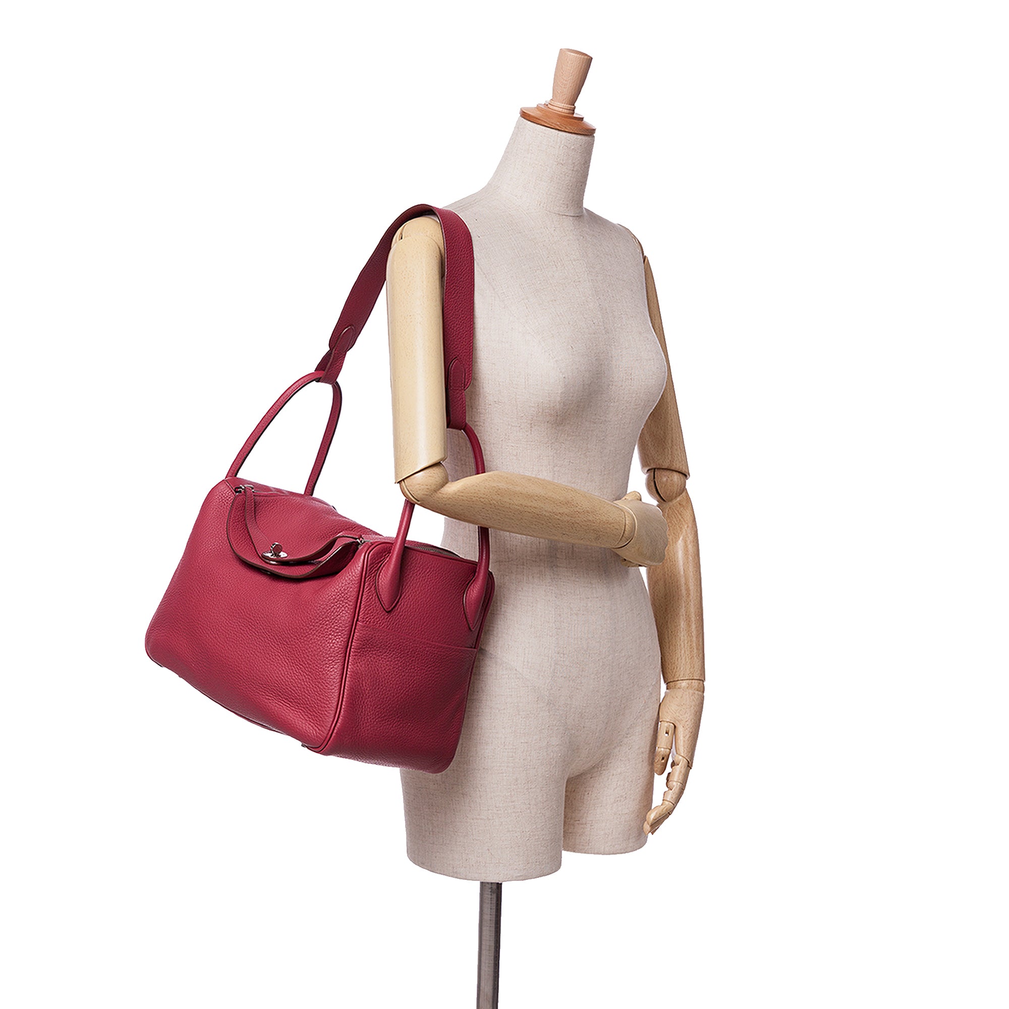 Hermes | Pre-Owned Clemence Lindy 34 | Red/Dark Red