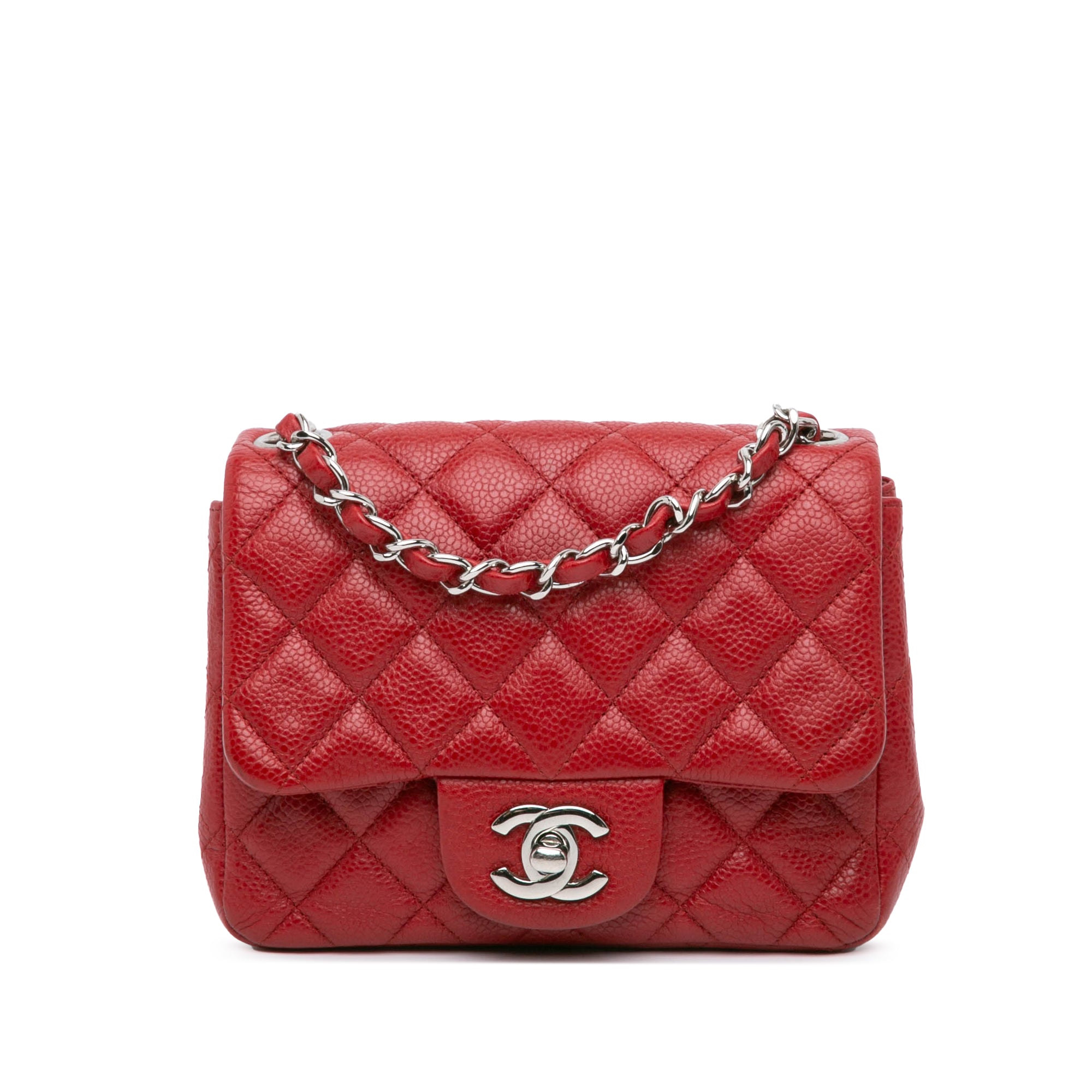 Chanel | Pre-Owned Mini Square Classic Caviar Single Flap | Red
