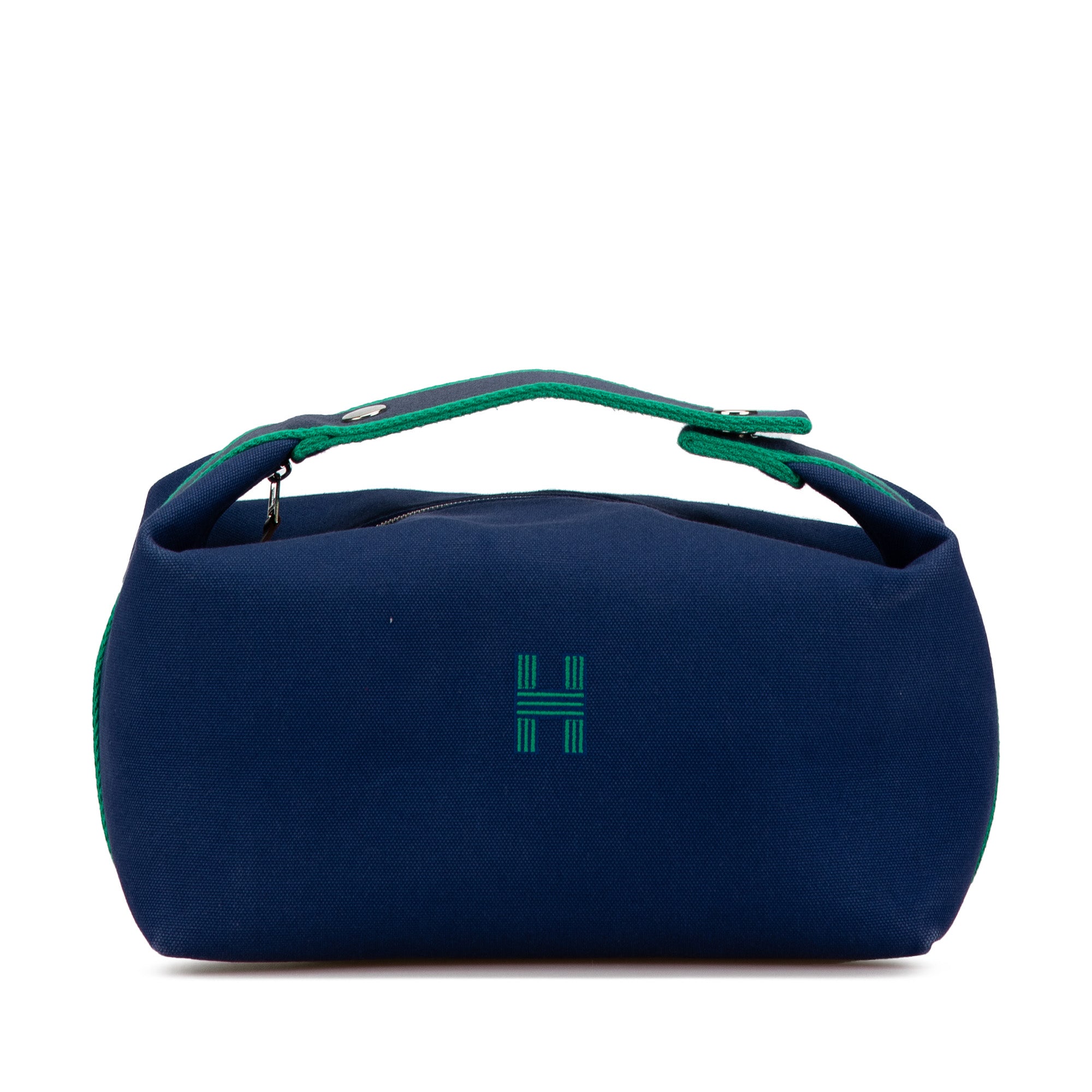 Hermes | Pre-Owned Large Canvas Bride A Brac Case | Blue/Dark Blue