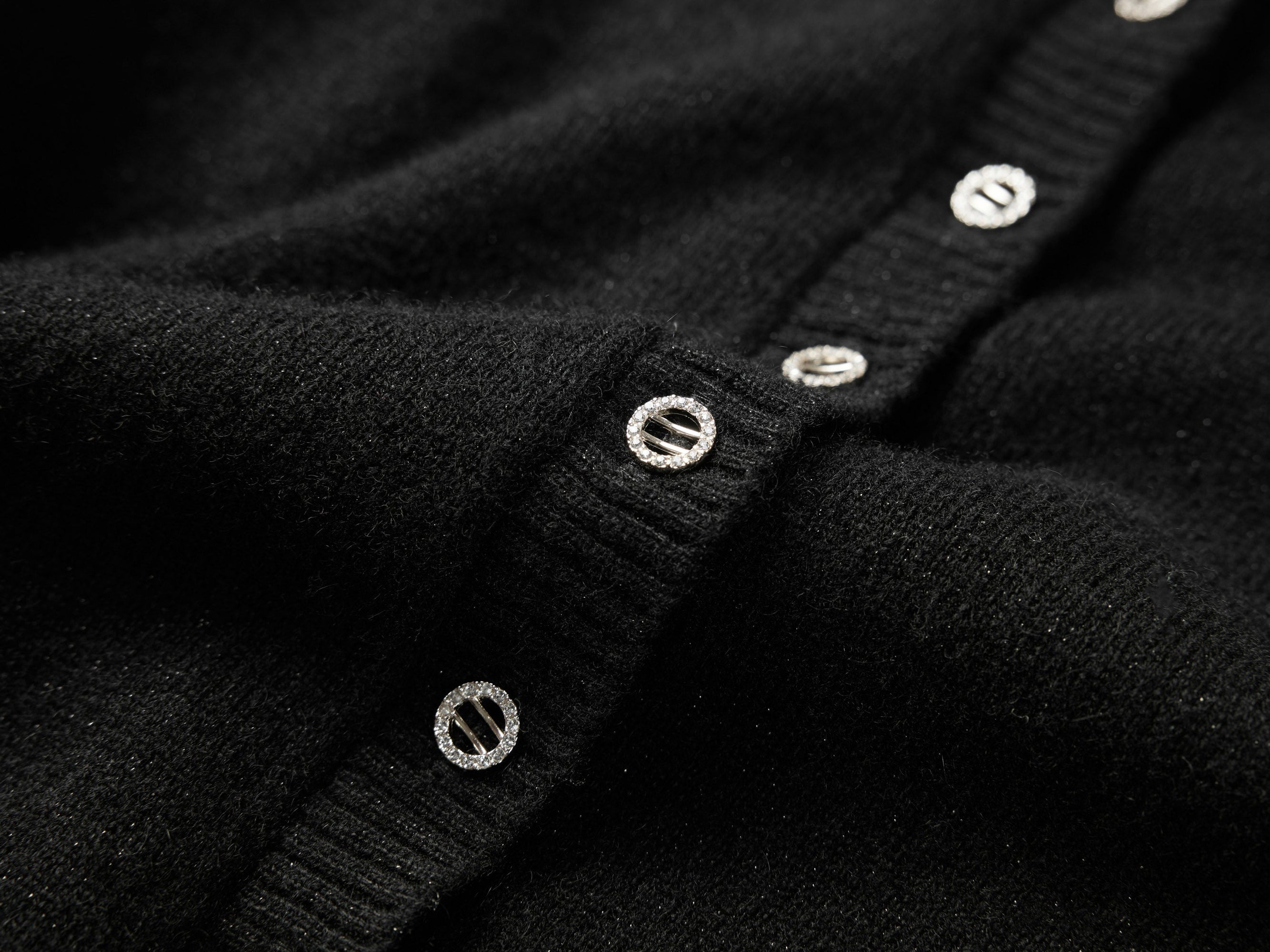 Designed Knitted Cardigan | Black