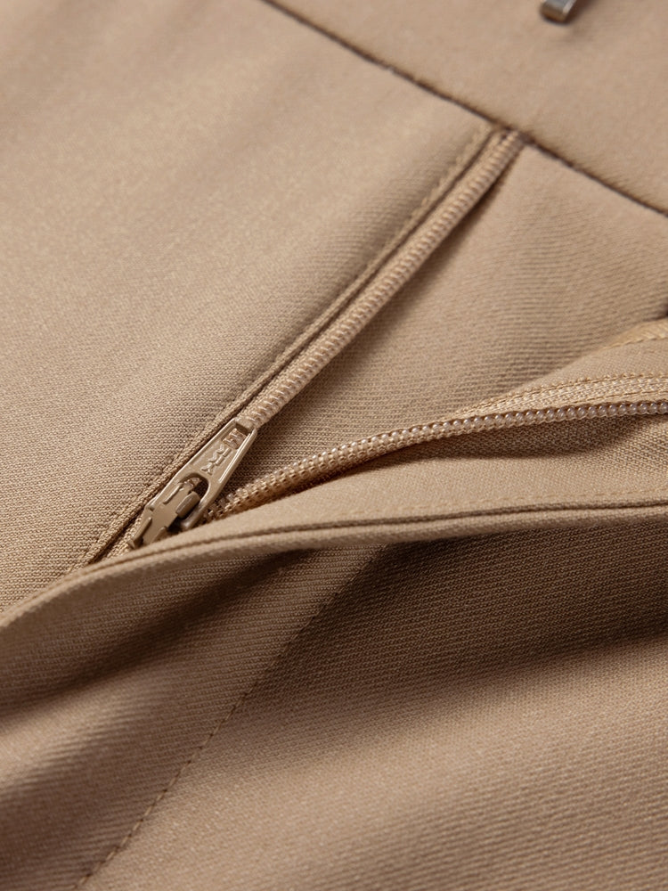 Wool Wide-Leg Office Pants | Khaki