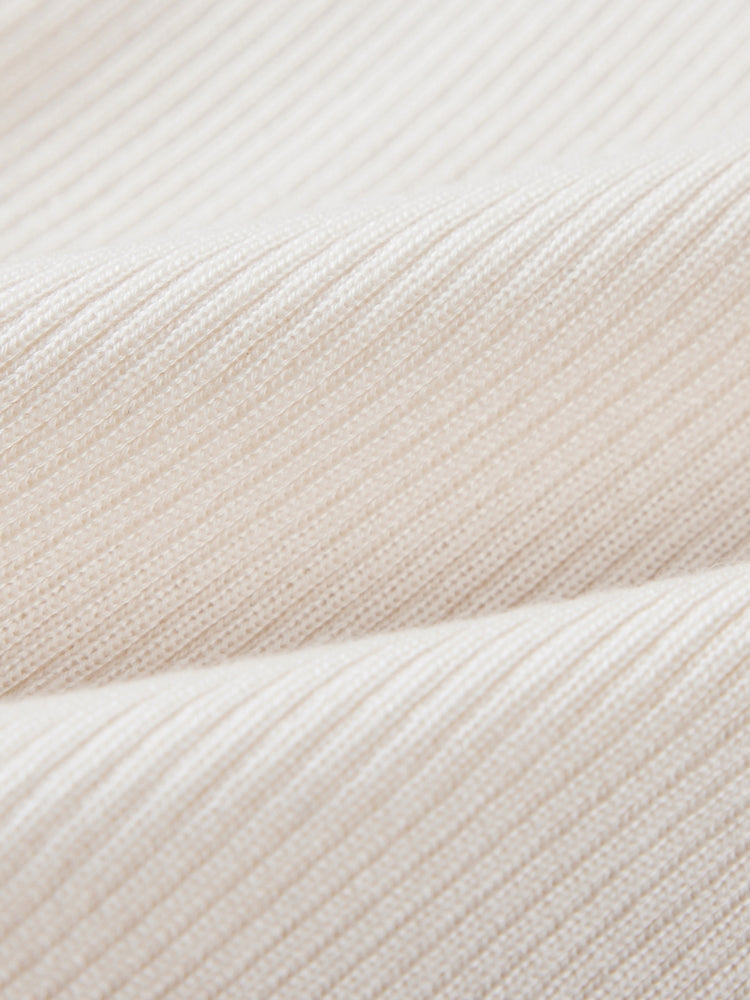Slim Fit Round Neck Knit Sweater | White