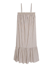 Smocked Gingham Midi Dress | Whisper White