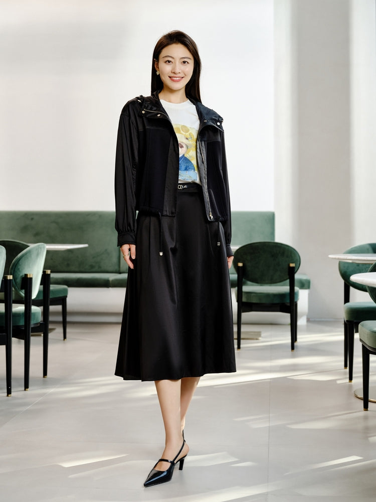 Triacetate Hooded Jacket | Black