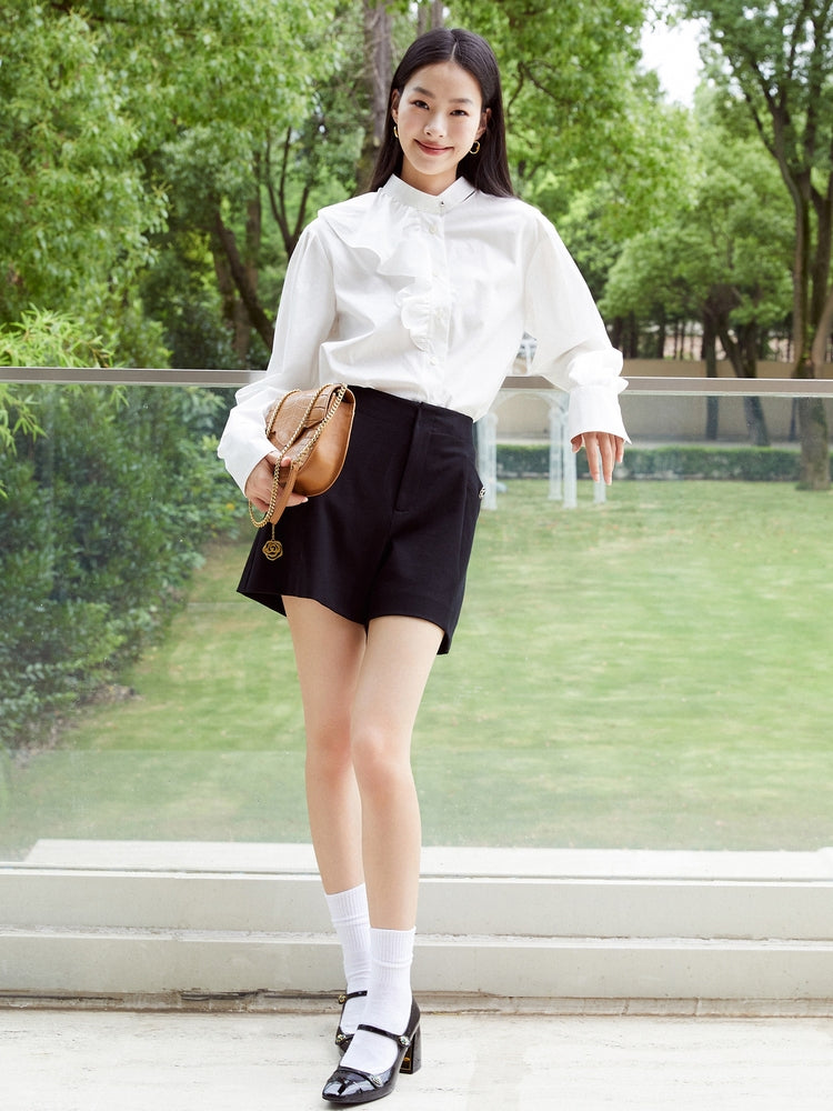 Stand Collar Blouse | White