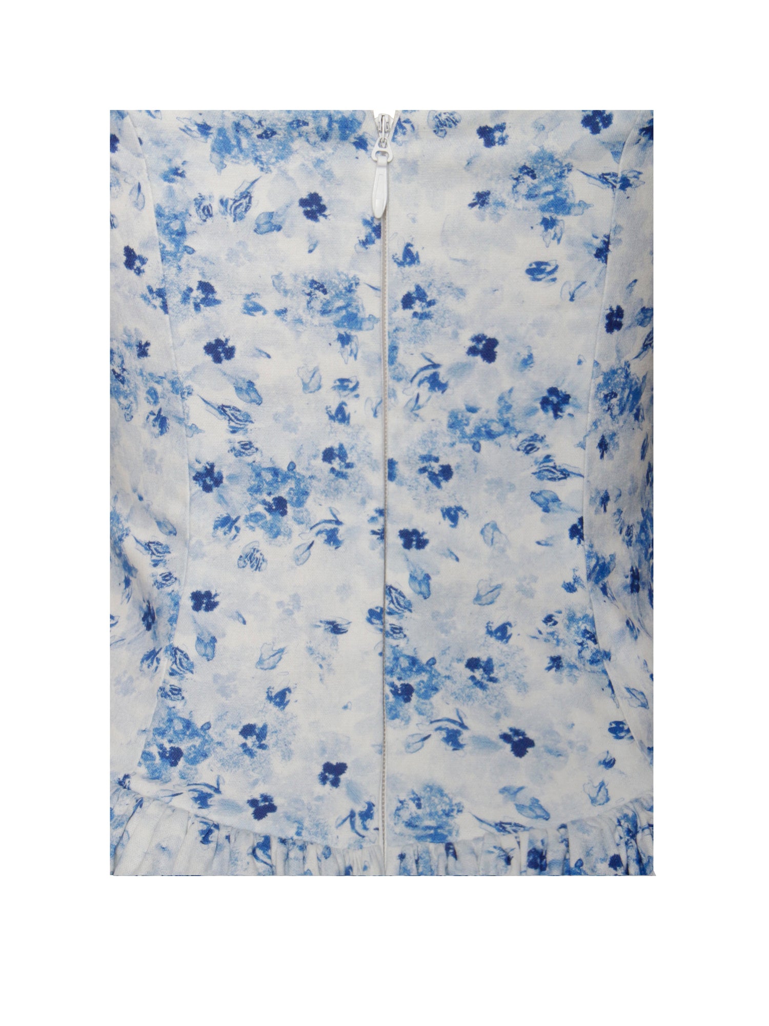 Paloma Print Linen Corset Draping Top Midi Dress | Blue