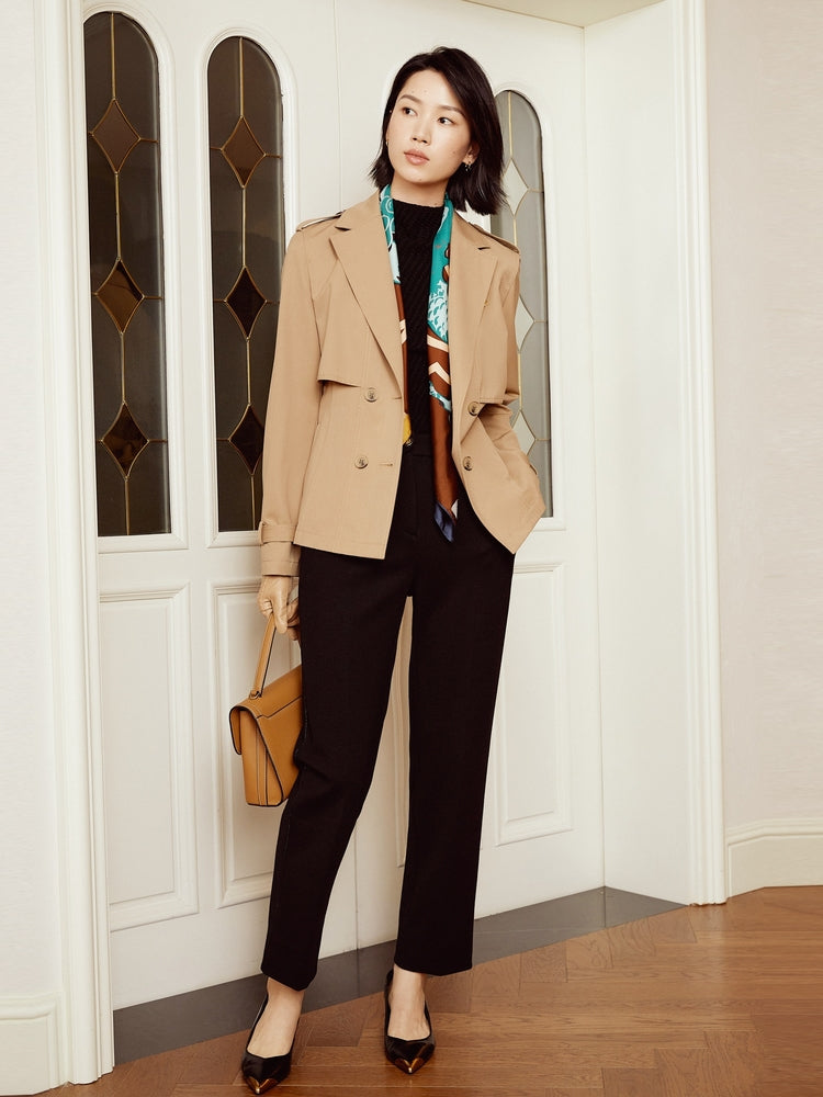Woolen Trench Coat | Khaki