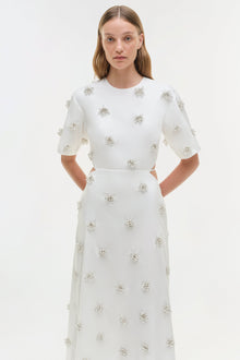 Womens | Starla Embellished Midi Dress | White