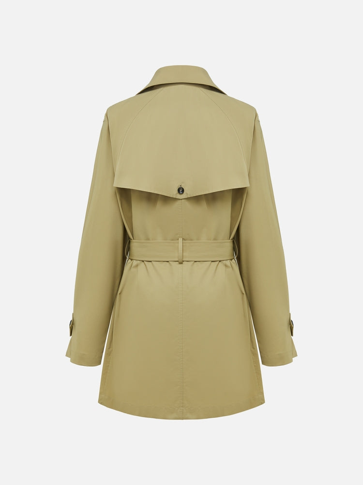 4-Buttoned Belted Trench Coat | Green