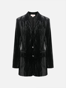 Velvet Pleated Blazer | Black
