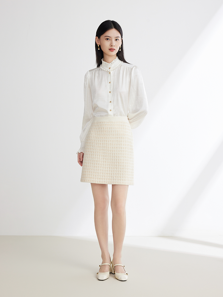 Elegant Woolen Skirt | Beige