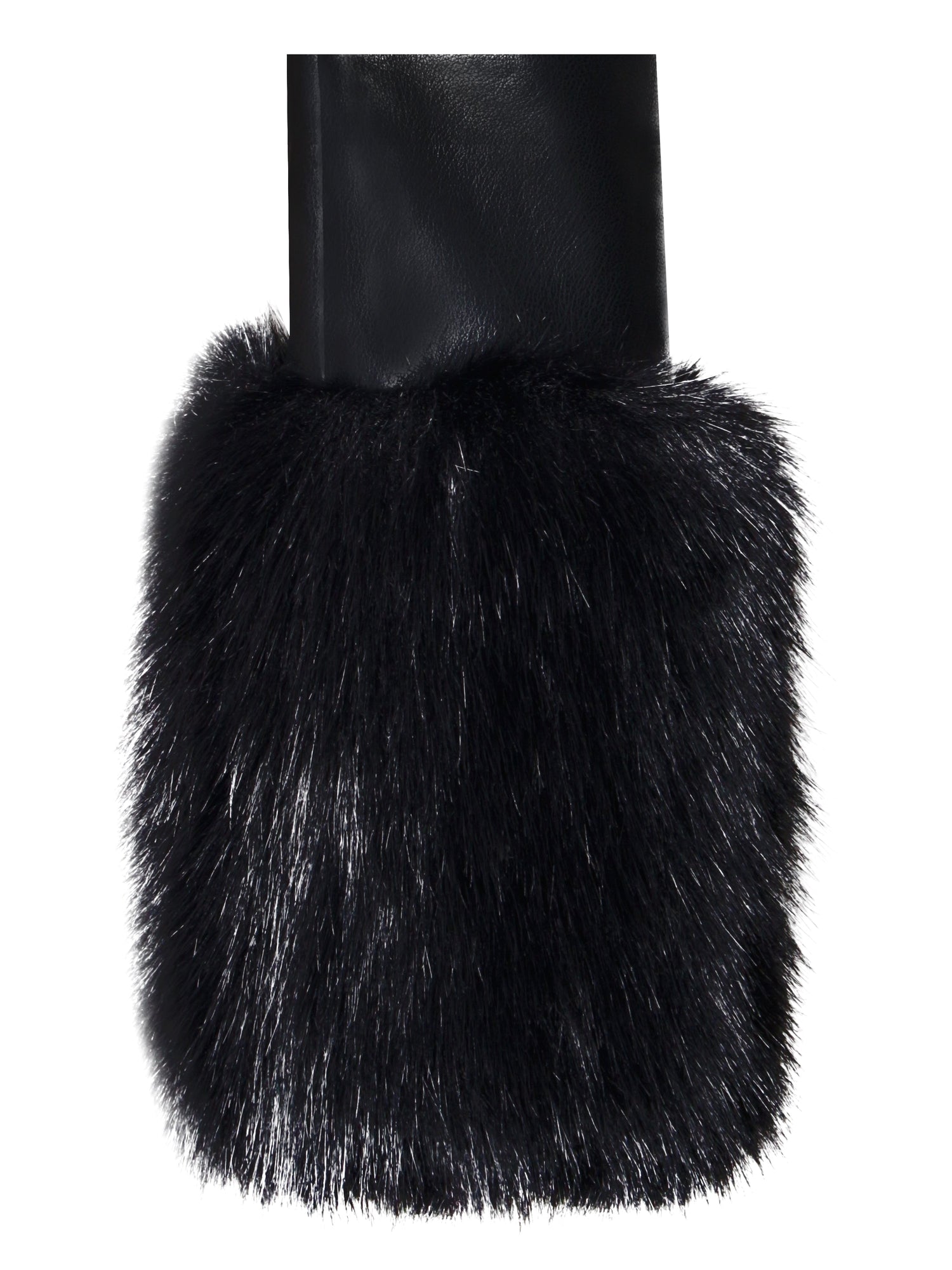 Ziah Cropped Leather Jacket with Fur Collar | Black