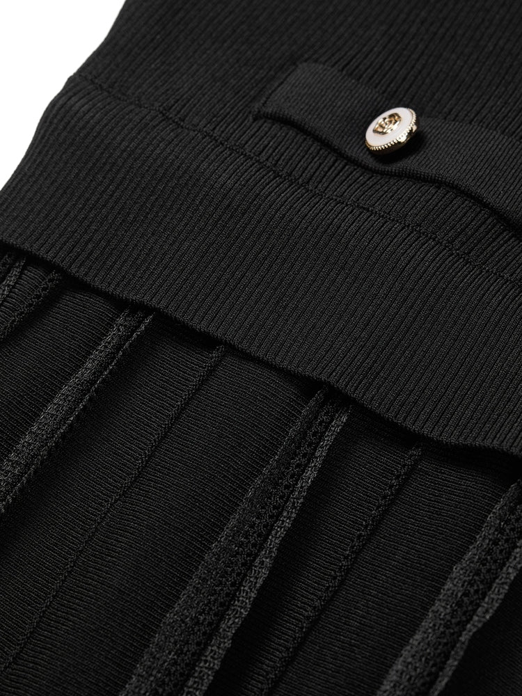 Fake Two Piece Knit Dress | Black