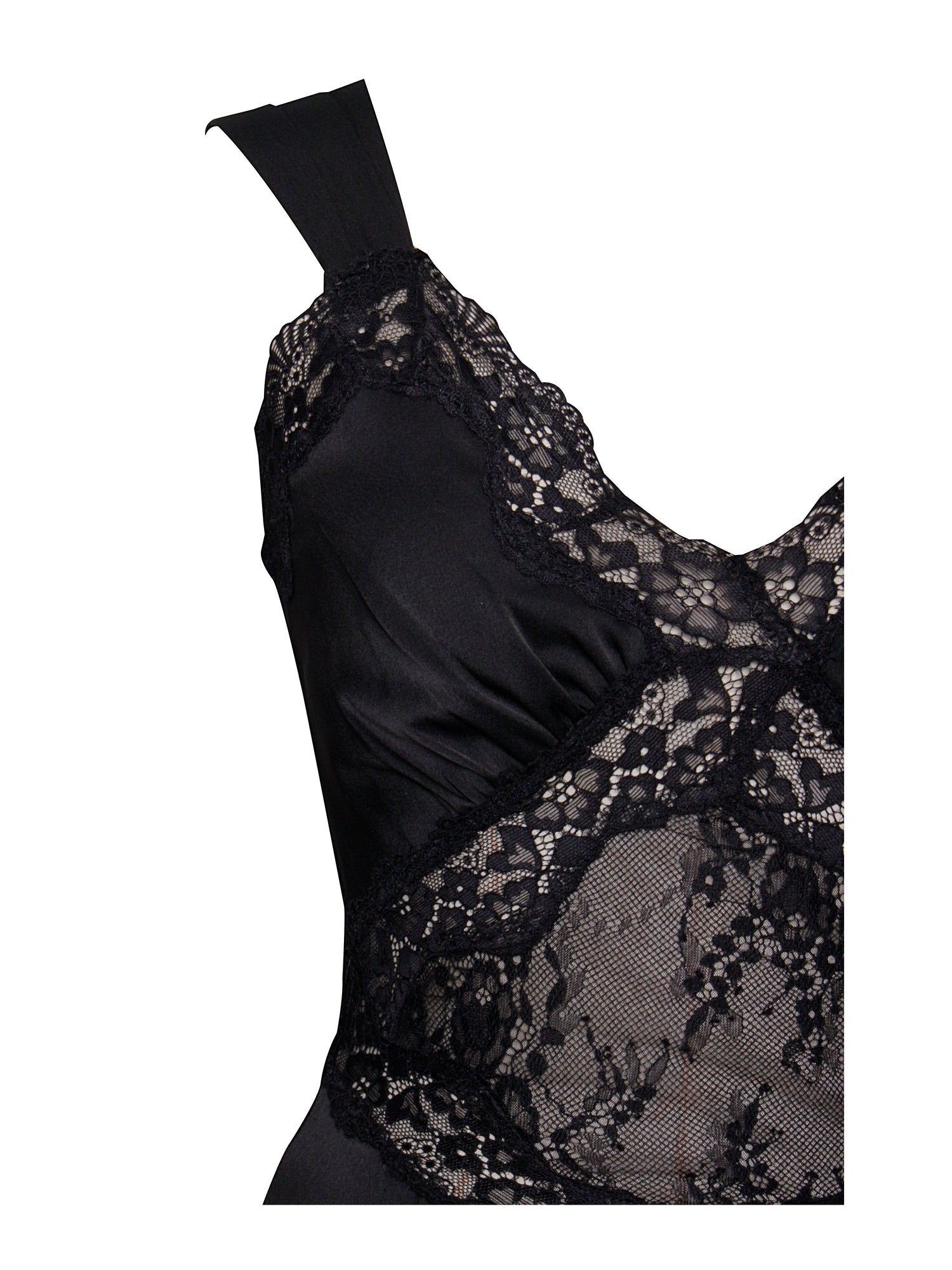 Camila Satin and Lace Maxi Dress | Black