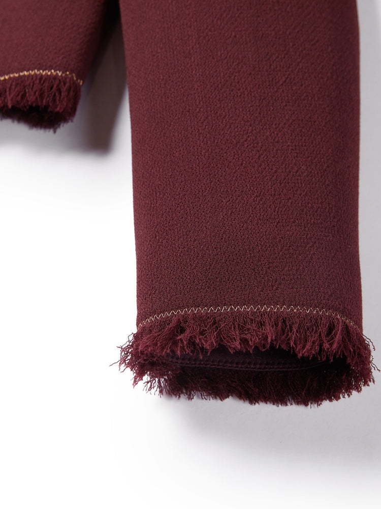 Elegant Pure Wool Coat | Wine Red