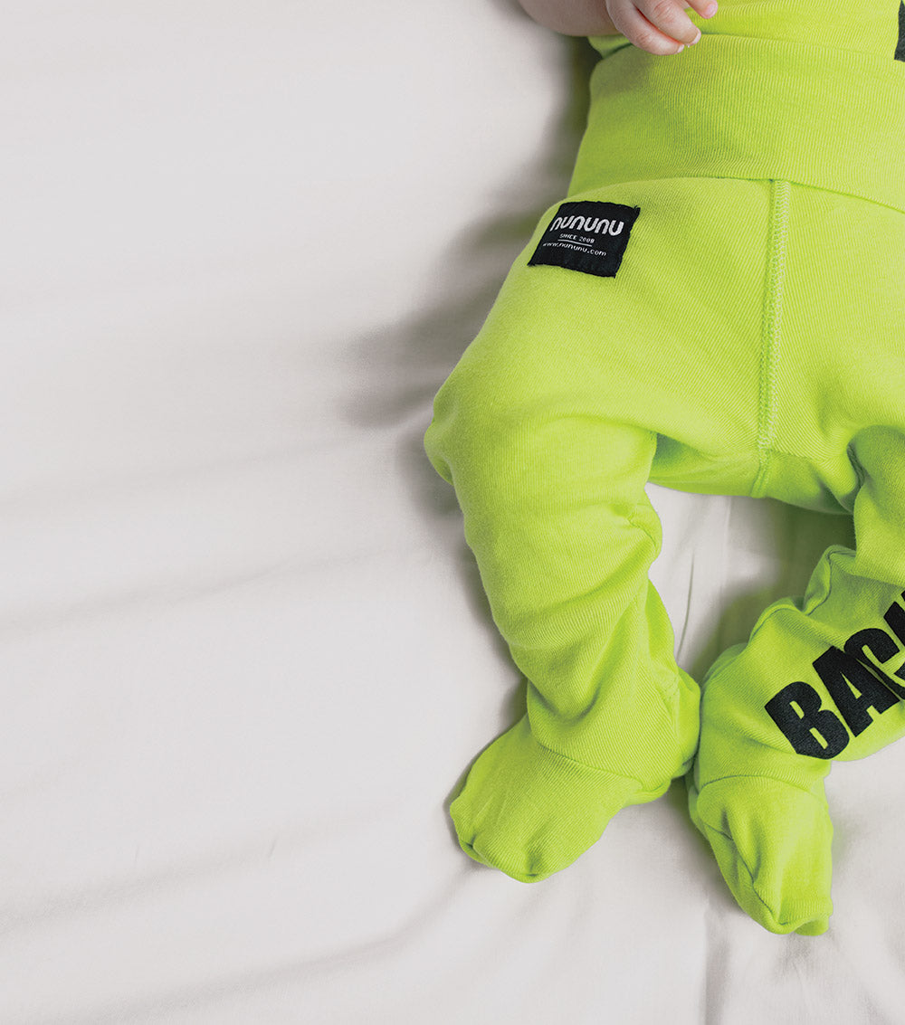 Newborn | Backstage Footed Leggings | Hot Lime