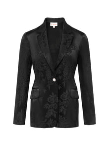 Silky Jacquard Blazer | Black