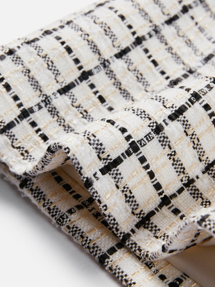 Parisian-Style Checkered Skirt | White/Black