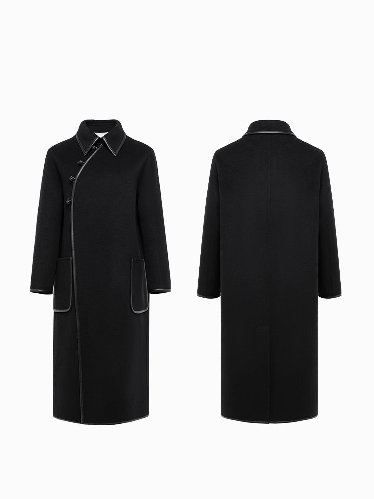 Neo-Chinese Style Wool Coat | Black