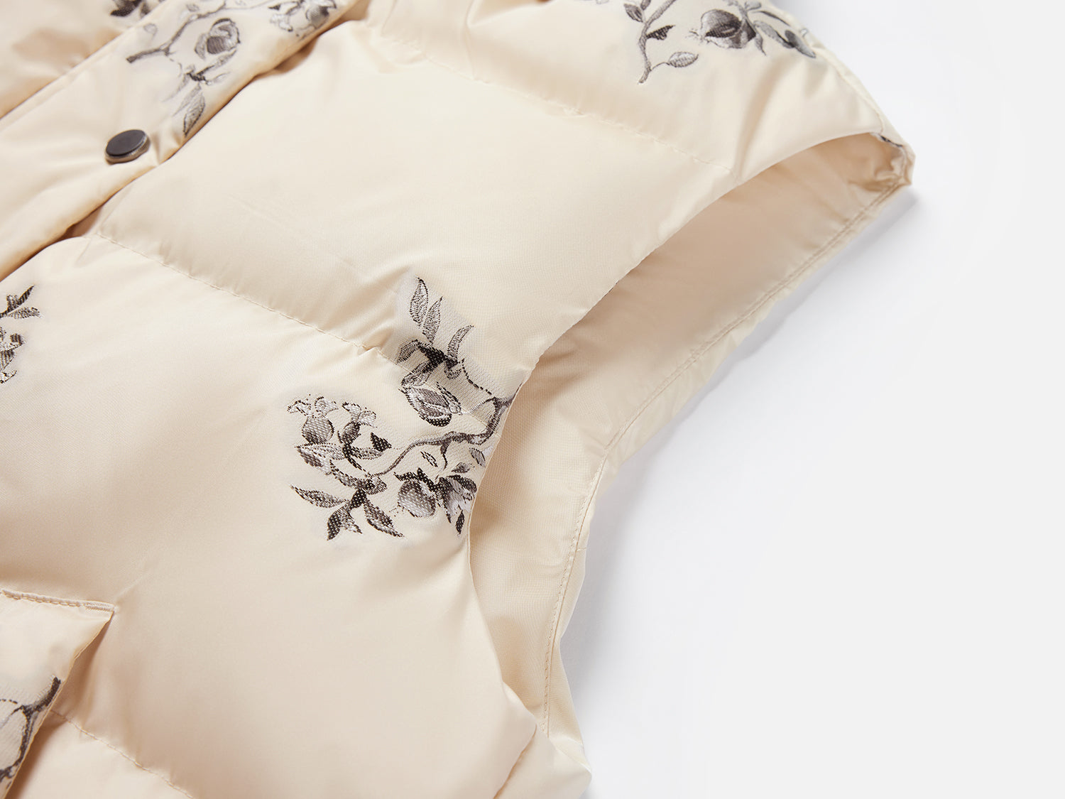 Printed Goose Down Vest | Beige