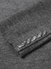 Pure Wool Solid Color Knit Sweater | Grey