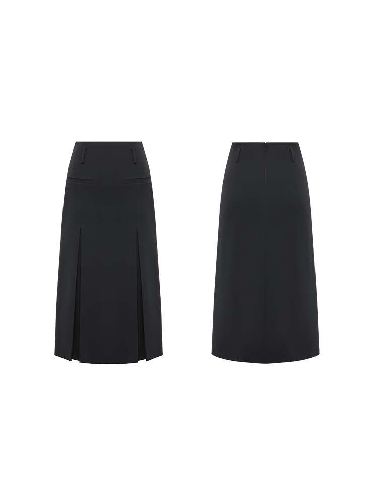 Wool Midi Skirt | Black