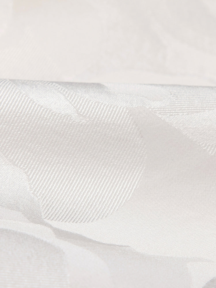 Small-Collar Straight-Cut Satin Shirt | White