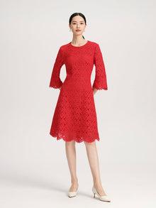 Embroidered Dress | Red