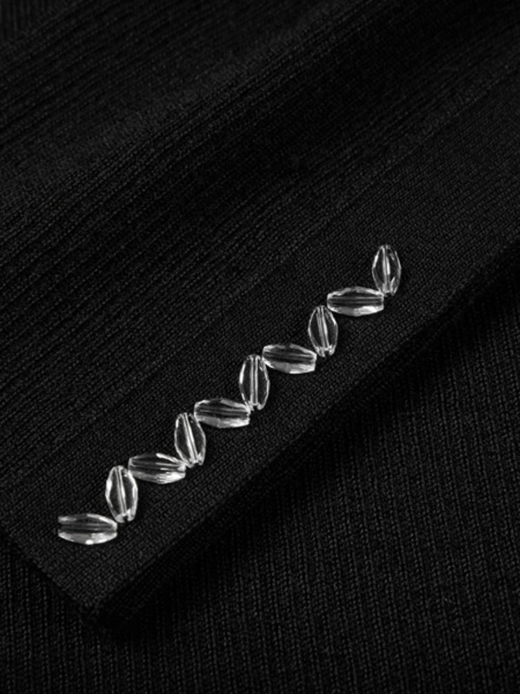 Pure Wool Solid Color Knit Sweater | Black