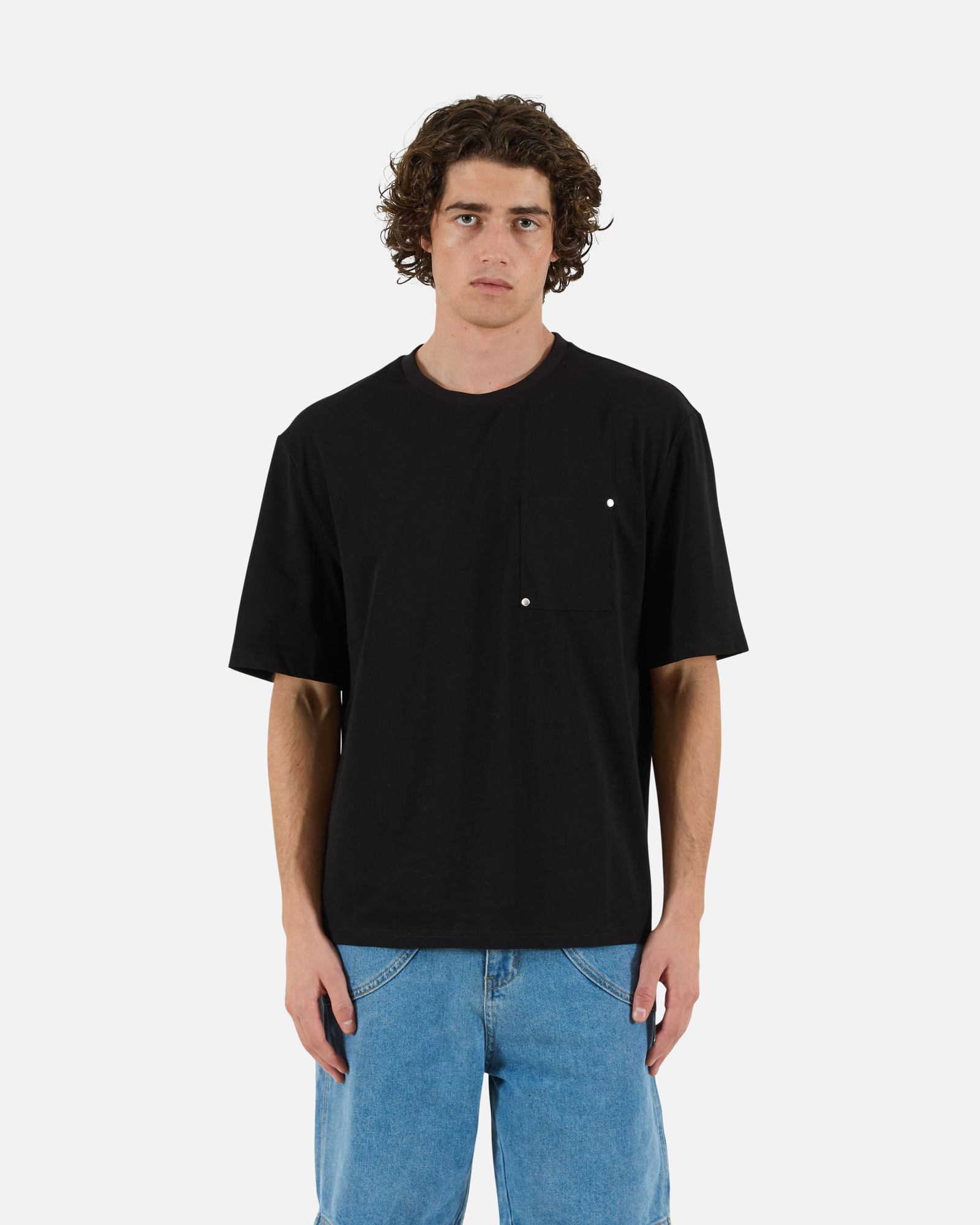 Oversized Rivet Tee | Black