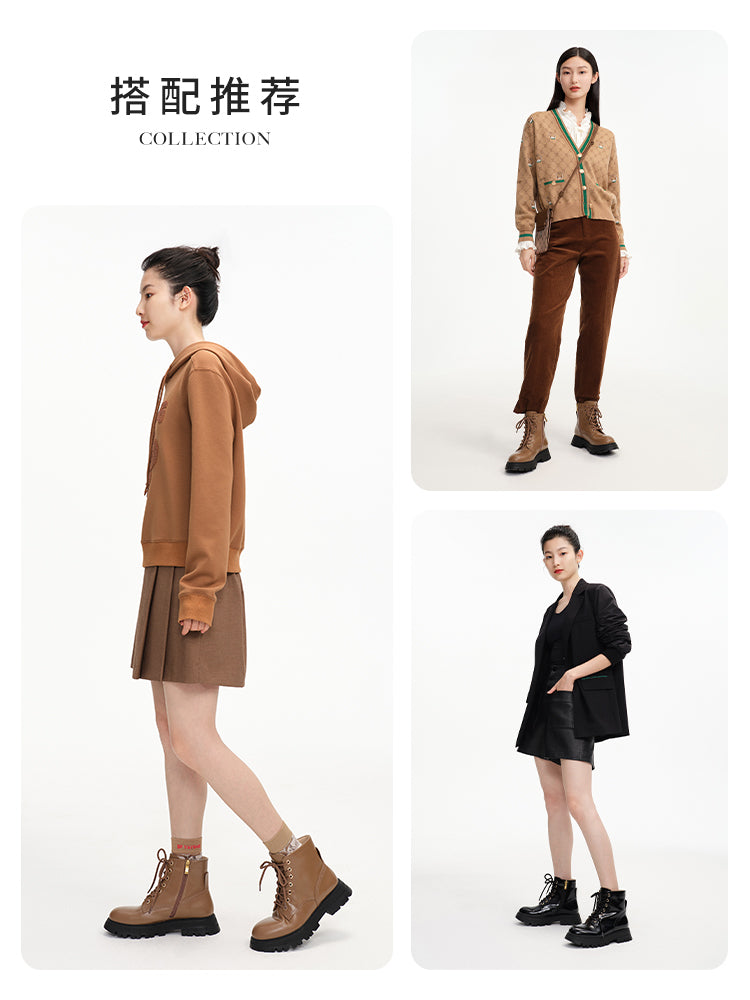 Leather Platform Lace Up Boots | Brown