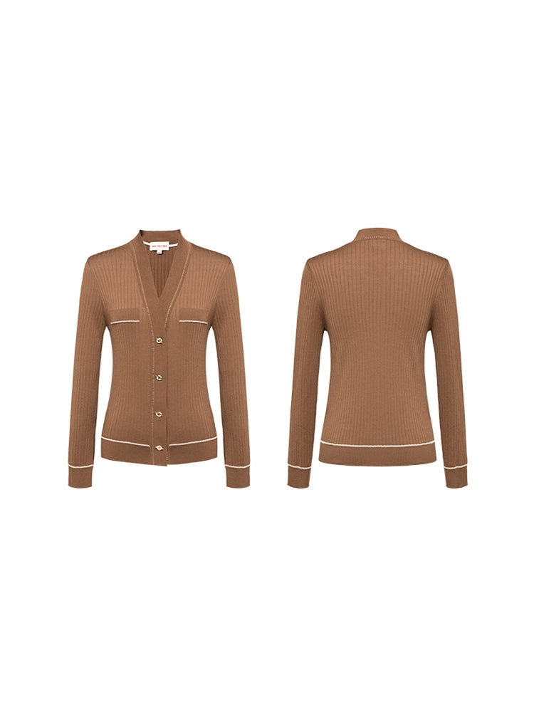 Texture Knit Cardigan | Brown