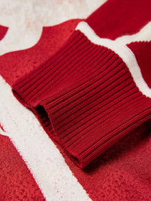 Paneled Printed Sweater | Red
