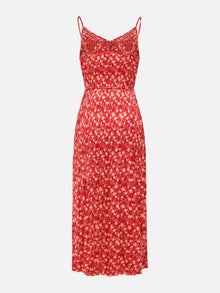 Traditional Chinese Style Floral Suspenders Dress | Red