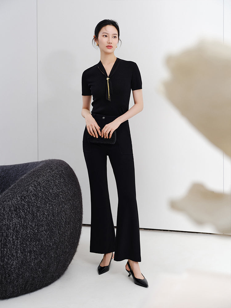 Short Sleeve Knit Sweater | Black