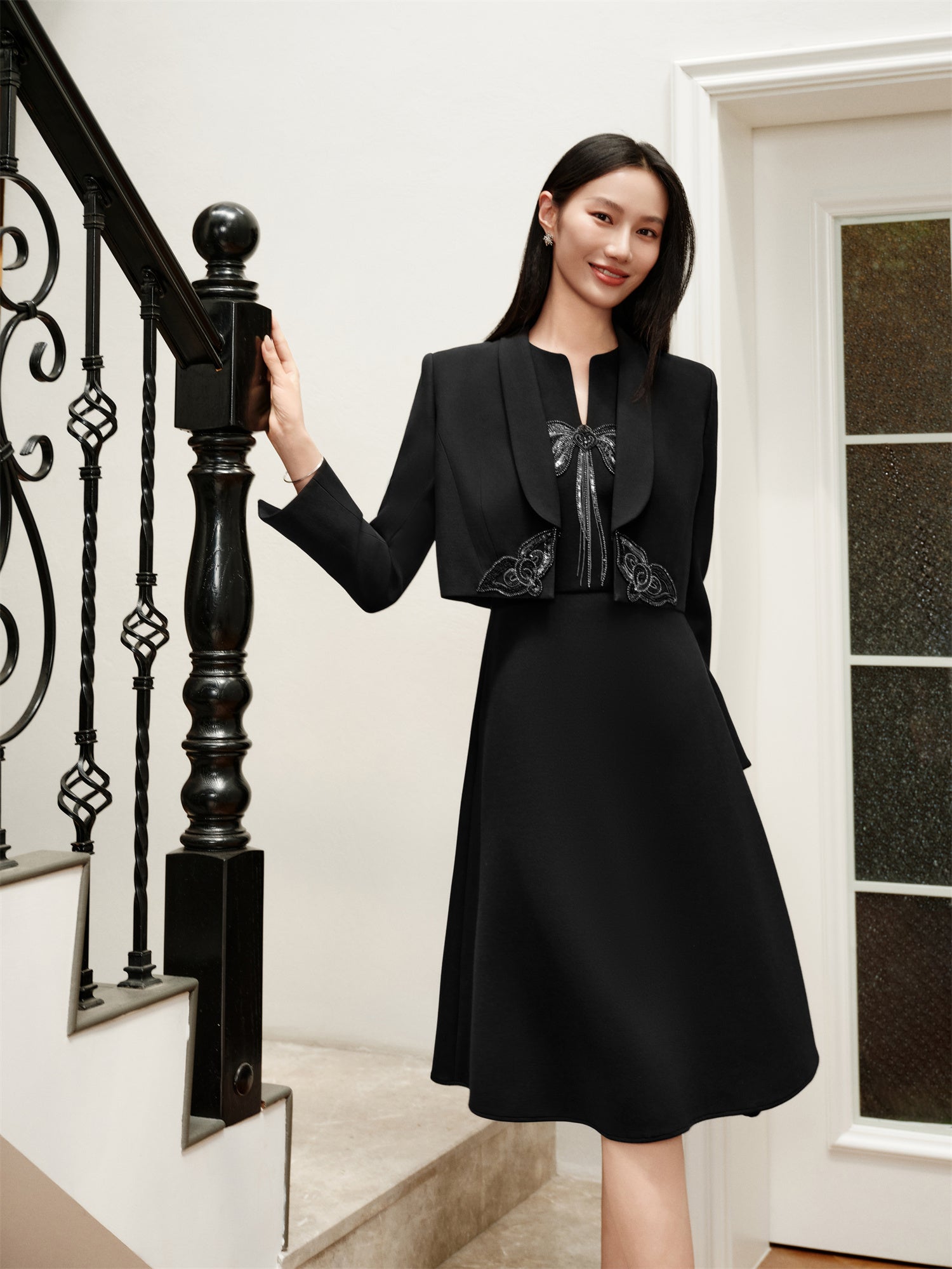 Wool Slim-Fit Dress | Black